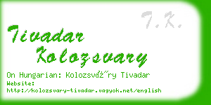 tivadar kolozsvary business card